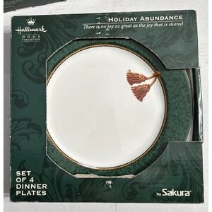 NIB‎ Sakura Hallmark HOLIDAY ABUNDANCE Dinner Plates 10.5" Set Of 4 New